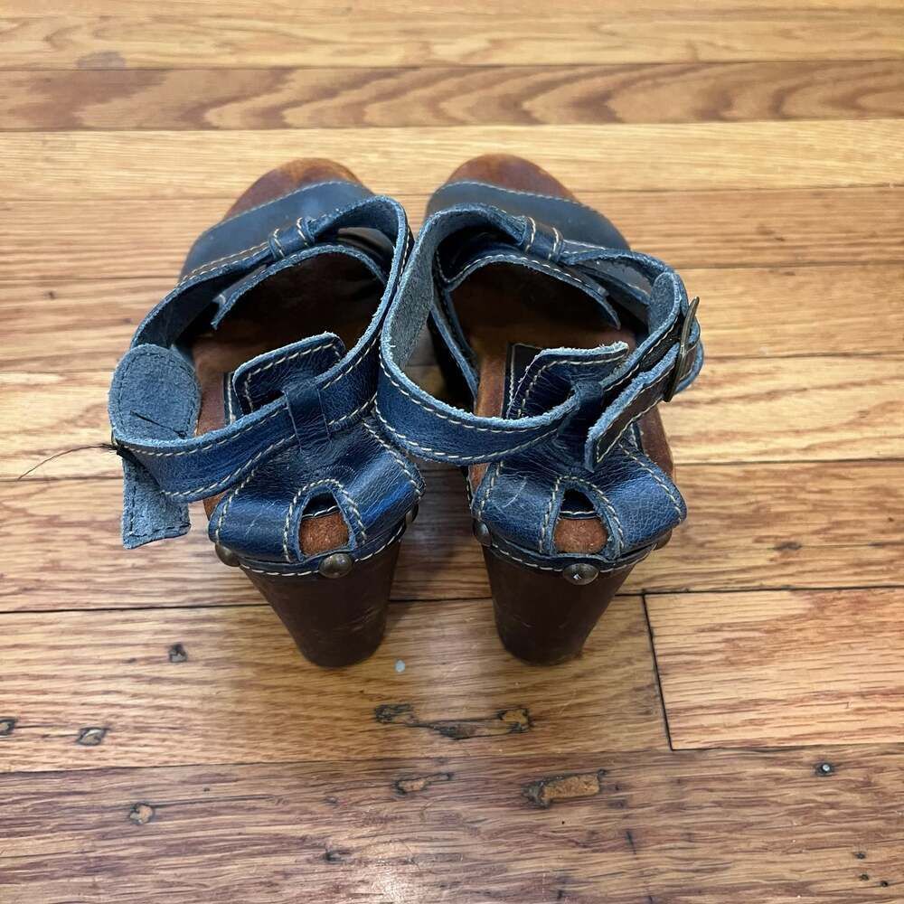 Sbicca Vintage Collection Unison Navy Leather Platform Clog Sandals Size 7 Boho - Picture 5 of 10